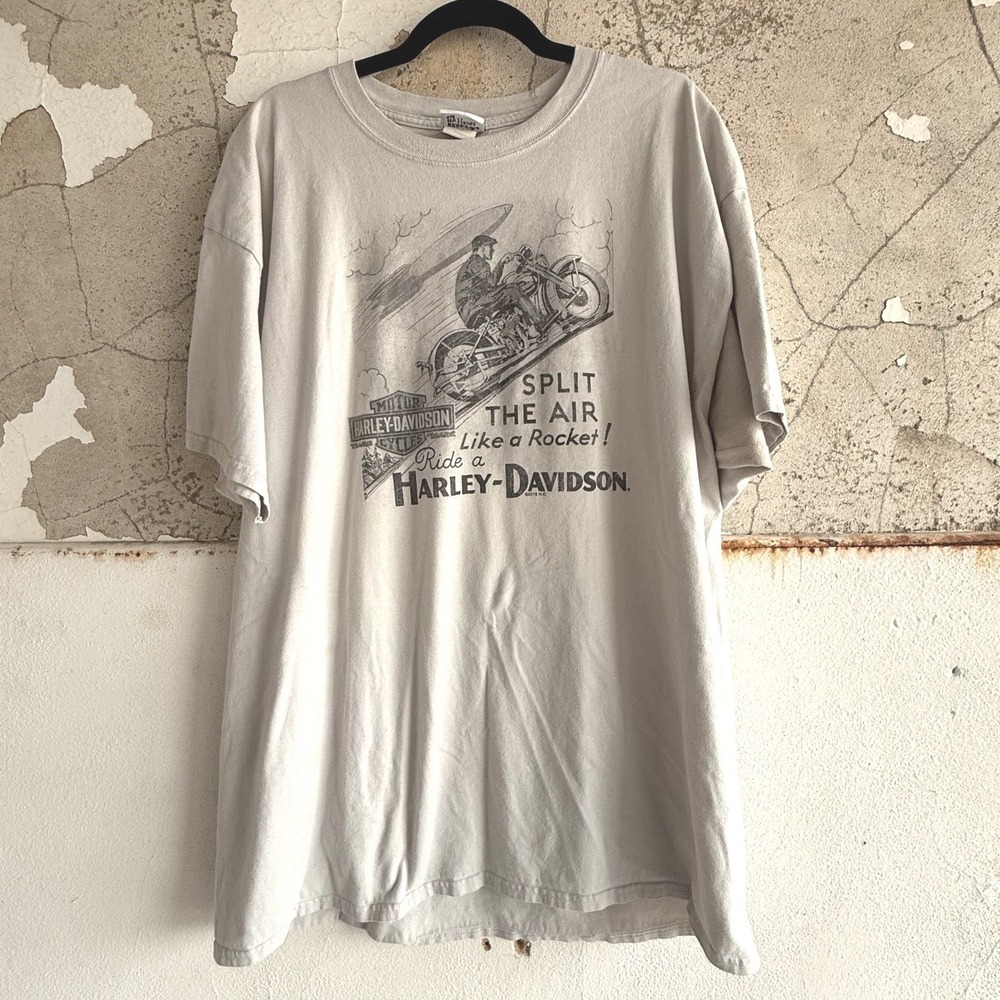 Harley Davidson Tee Split the Air Like a Rocket T Shirt 2XL Retro Motorcycle Ad